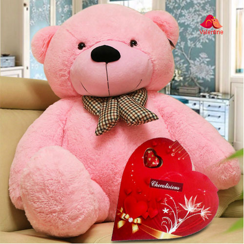 Big teddy bear and chocolates for valentine's day hotsell
