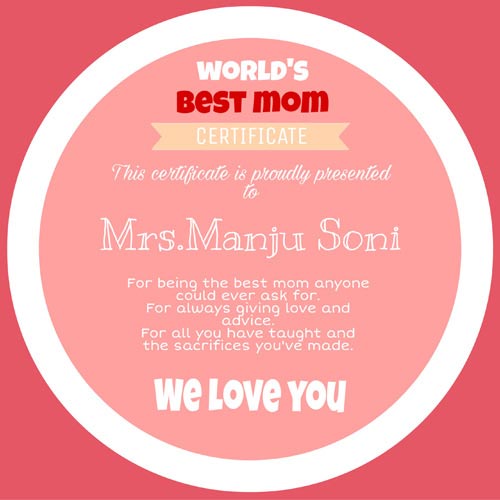 Wonderful Mother Certificate Wonderful Mother Certificate