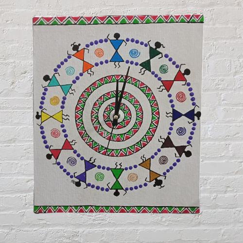 Attractive Handmade Warli Art Wall Clock