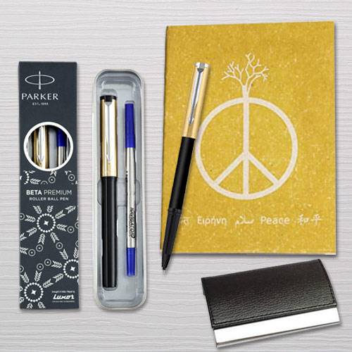 Delightful Combo of Parker Pen with Diary Planner and Visiting Card Holder Delightful Combo of Parker Pen with Diary Planner and Visiting Card Holder