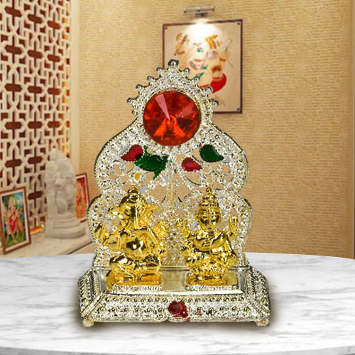 Pious Silver Plated Ganesh Laxmi Mandap