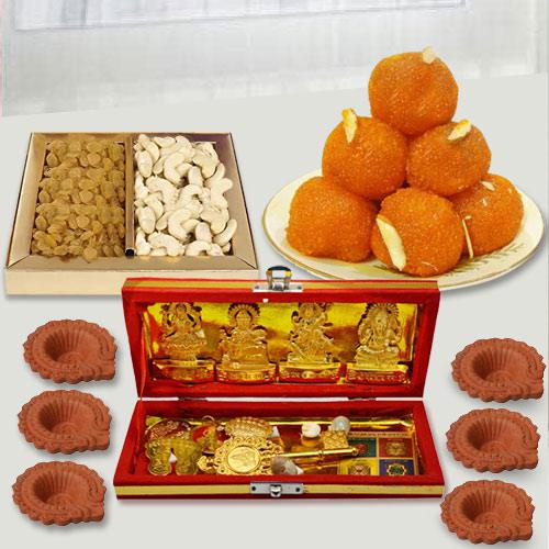 Special Dhan Laxmi Kuber Yantra with Dry Fruits n Chocolates Free Diya