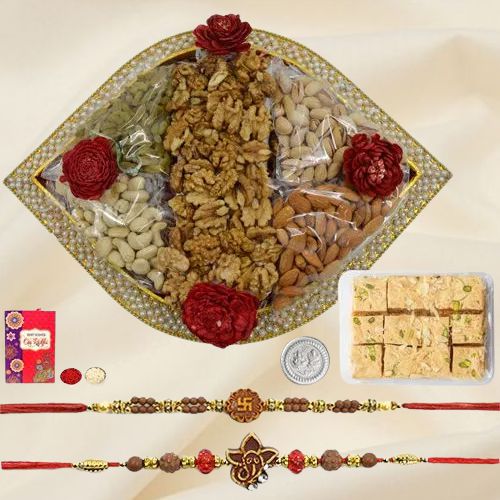 Auspicious Rakhi n Dry Fruits Holy Duo