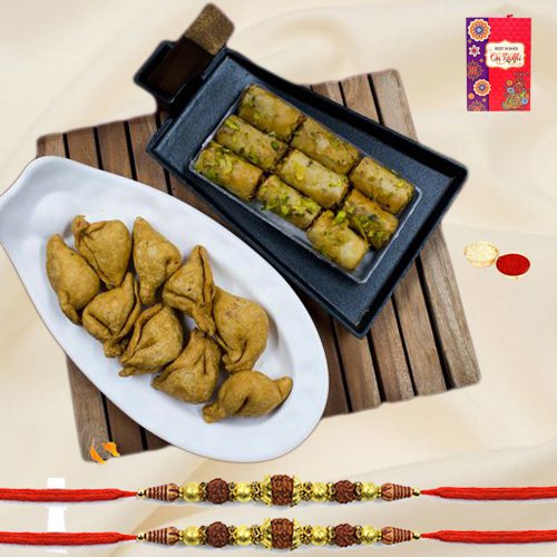 Super Snack Roll Baklawa N Rudraksha Rakhi Duo