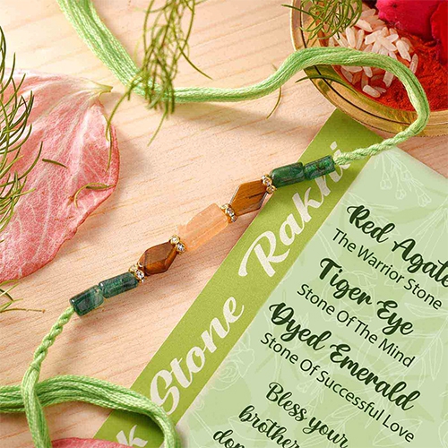 Semi Precious Stones Rakhi Present Semi Precious Stones Rakhi Present