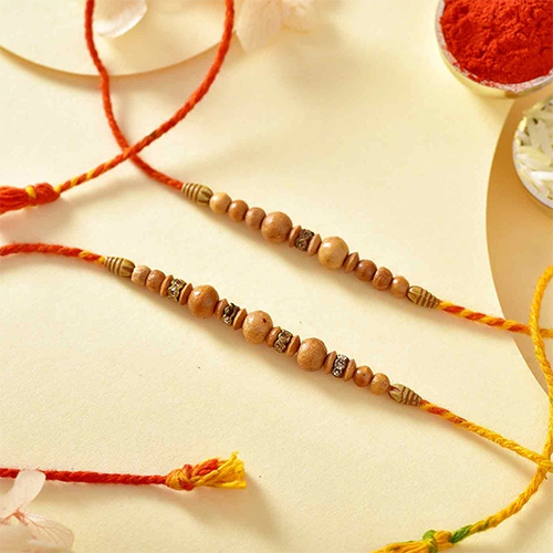 Sandalwood Beads Rakhi Set