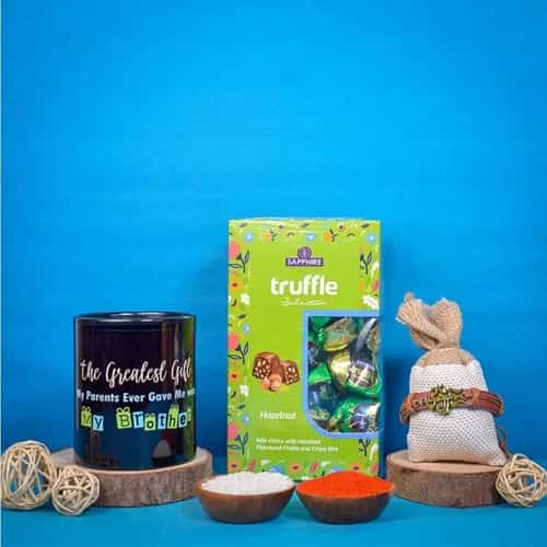 Om Sparkle Rakhi with Chocolates  N  Mug