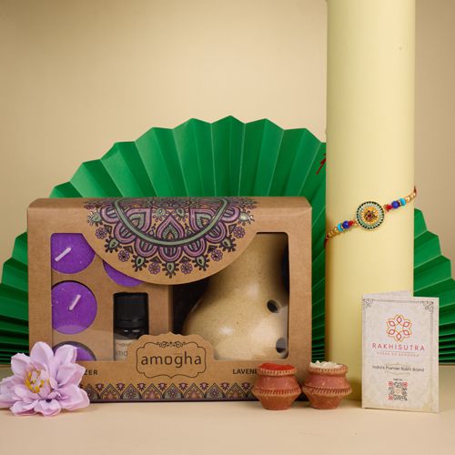 Elegant Kundan Rakhi N Fragrance Vaporizer Set Elegant Kundan Rakhi N Fragrance Vaporizer Set