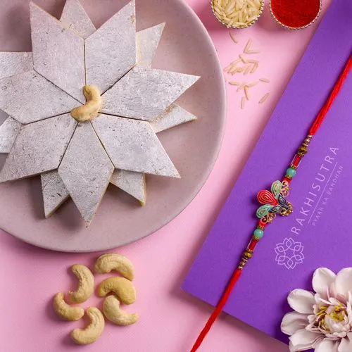 Remarkable Kundan Rakhi N Kaju Katli Box Remarkable Kundan Rakhi N Kaju Katli Box