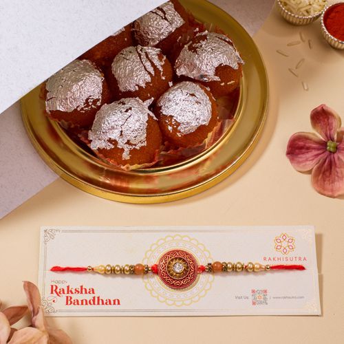 Designer Kundan Rakhi N Ghee Laddu Bliss Designer Kundan Rakhi N Ghee Laddu Bliss