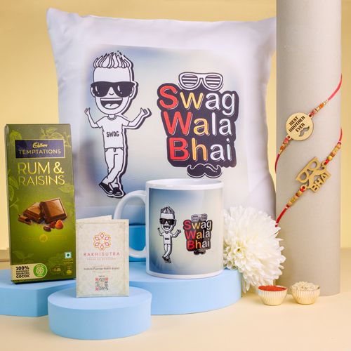 Swag Mug N Cushion Rakhi Delight Swag Mug N Cushion Rakhi Delight