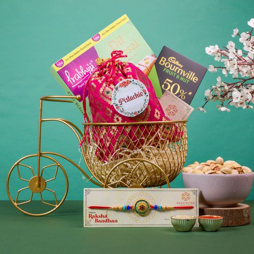 Kundan Rakhi Delight with Nuts N Sweets Kundan Rakhi Delight with Nuts N Sweets