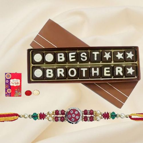 Best Brother Chocolate Pack with Rakhi and Roli Tilak Chawal Best Brother Chocolate Pack with Rakhi and Roli Tilak Chawal