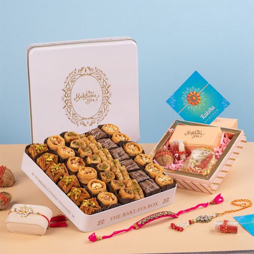 Premium Rakhi N Baklava Gift Premium Rakhi N Baklava Gift