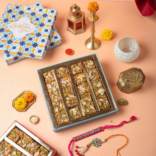 Sweet Malai Dodha Burfi N Rakhi Combo Sweet Malai Dodha Burfi N Rakhi Combo