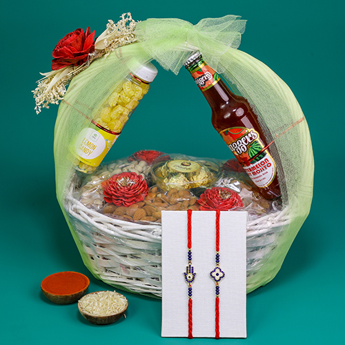 Duo Evil Eye Rakhi Festive Treat Basket Duo Evil Eye Rakhi Festive Treat Basket