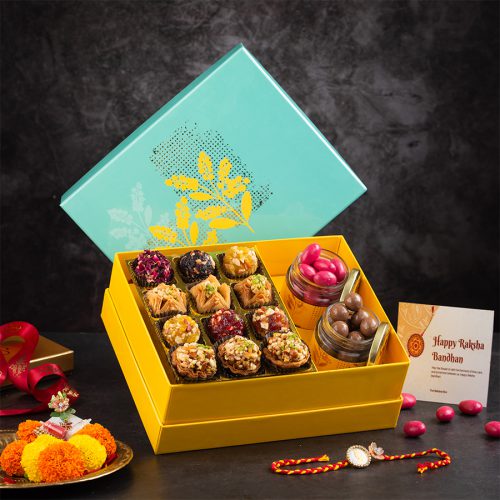 Delightful Baklava N Nutty Rakhi Hamper Delightful Baklava N Nutty Rakhi Hamper