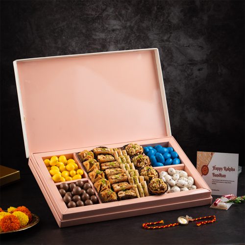 Splendid Baklava N Rakhi Dryfruit Hamper Splendid Baklava N Rakhi Dryfruit Hamper