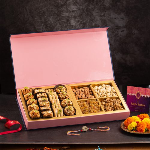 Charming Rakhi Nuts N Sweets Combo Charming Rakhi Nuts N Sweets Combo