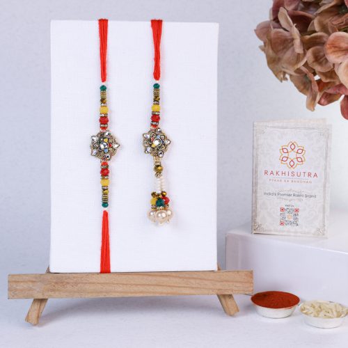 Classic Kundan Bhaiya Bhabhi Rakhi Set Classic Kundan Bhaiya Bhabhi Rakhi Set