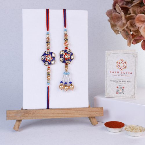 Attractive Kundan Bhaiya Bhabi Rakhi Gift Attractive Kundan Bhaiya Bhabi Rakhi Gift