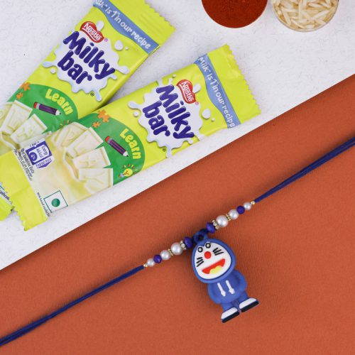Cheerful Doremon Rakhi & Milkybar Combo Cheerful Doremon Rakhi & Milkybar Combo