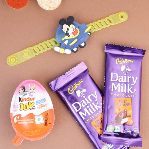 Mickey Mouse Rakhi with Chocolate Combo Mickey Mouse Rakhi with Chocolate Combo