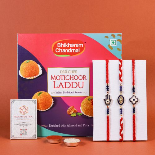 Evil Eye Rakhi & Sweets Combo Evil Eye Rakhi & Sweets Combo