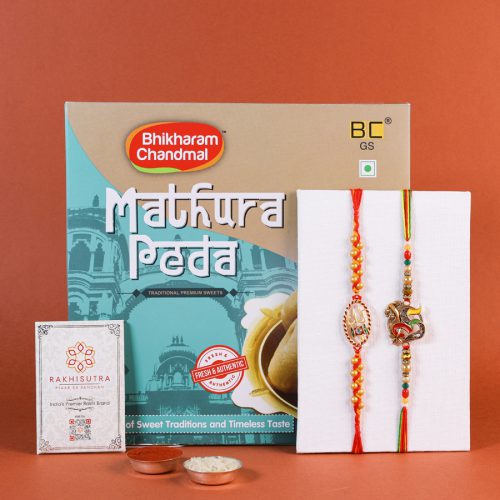 Rakhi Blessings & Mathura Peda Hamper Rakhi Blessings & Mathura Peda Hamper