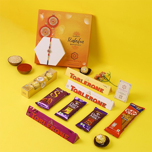 Premium Rakhi & Choco Delight Combo Premium Rakhi & Choco Delight Combo