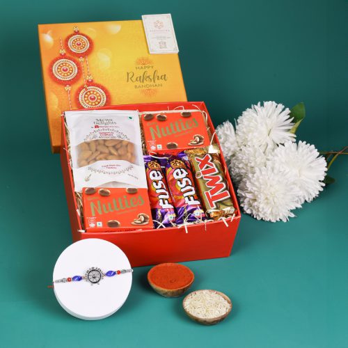 Fun Rakhi n Delightful Snack Box Fun Rakhi n Delightful Snack Box