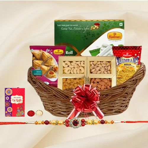 Smashing Rakhi Treat Basket of Love and Happiness Smashing Rakhi Treat Basket of Love and Happiness