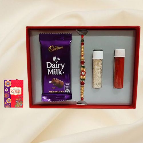 Designer Stone Rakhi with Cadbury Dairy Milk Chocolate