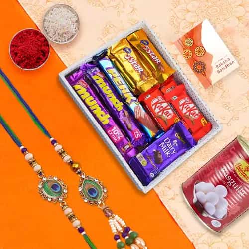 Couple Rakhi with Chocolaty Add-ons Couple Rakhi with Chocolaty Add-ons