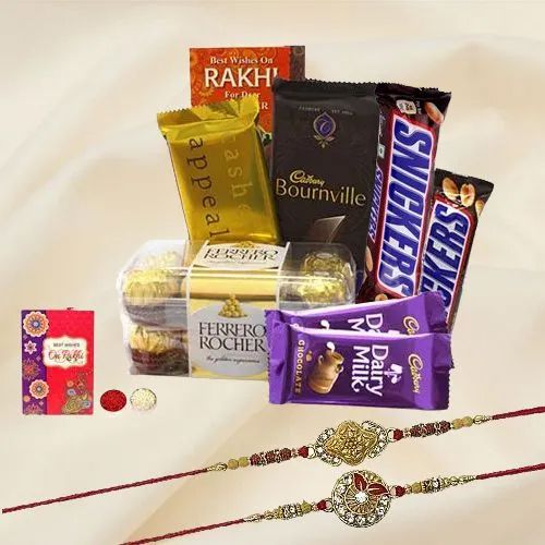 Handful of Chocolates with Fancy Rakhi Handful of Chocolates with Fancy Rakhi