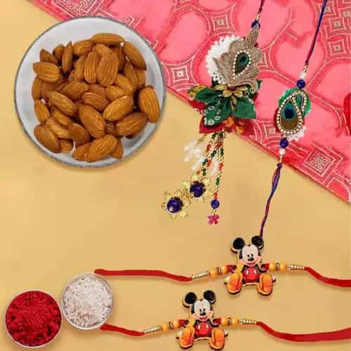 Amazing Family Rakhi Set with Almonds Amazing Family Rakhi Set with Almonds