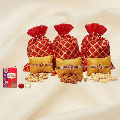 Auspicious Rakhis N Dry Fruits Bundle Hampers Auspicious Rakhis N Dry Fruits Bundle Hampers