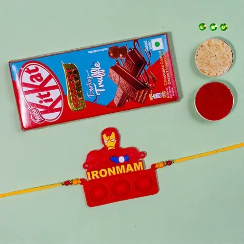 Attractive Ironman Rakhi Chocolate Set Attractive Ironman Rakhi Chocolate Set