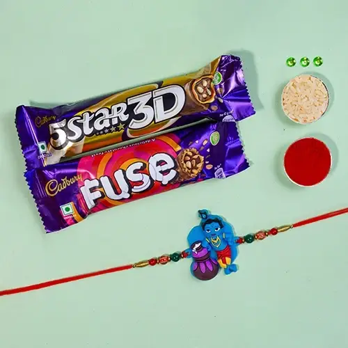 Krishna Designer Rakhi with Cadbury Delight Krishna Designer Rakhi with Cadbury Delight