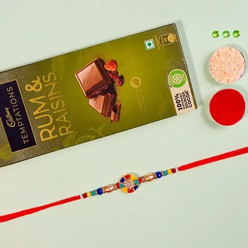 Precious Kundan Rakhi with Cadbury Temptations Precious Kundan Rakhi with Cadbury Temptations