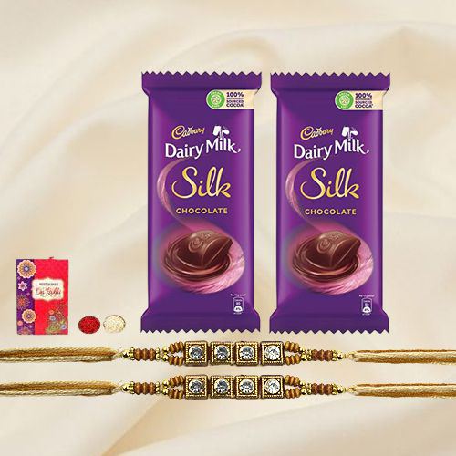 Attractive Rakhis n Cadbury Silk Combo Attractive Rakhis n Cadbury Silk Combo