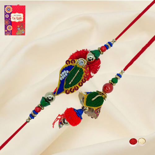 Fabulous Pyar Ka Bandhan Rakhi Lumba Set with Message Card N Roli Tika N Chawal