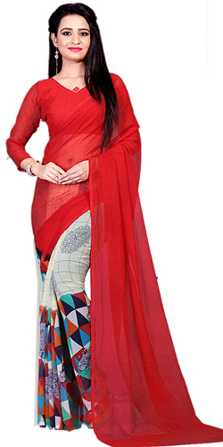 Fashionable Multicolor Printed Saree in Marble Chiffon Fabric Fashionable Multicolor Printed Saree in Marble Chiffon Fabric