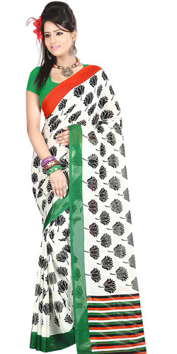 Mind Blowing White in Shades Dani Georgette Printed Saree with Floral Prints Mind Blowing White in Shades Dani Georgette Printed Saree with Floral Prints