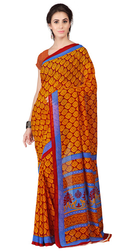 Seductive Weightless Georgette Floral Printed Saree in Orange Seductive Weightless Georgette Floral Printed Saree in Orange