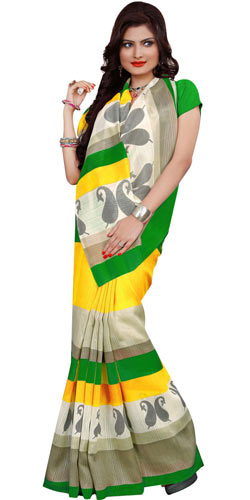 Chic Crepe and Chiffon Printed Saree from Rainbow Chic Crepe and Chiffon Printed Saree from Rainbow