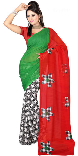 Classy Faux Gorgette Printed Saree Classy Faux Gorgette Printed Saree