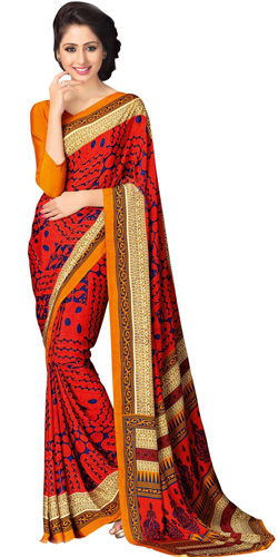 Smart Looking Faux Crepe Saree Smart Looking Faux Crepe Saree