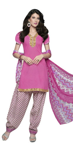 Dazzling Pure Cotton Printed Patiala Suit in Pink Colour Dazzling Pure Cotton Printed Patiala Suit in Pink Colour