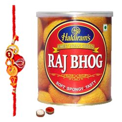 Delectable Raj Bhog from Haldiram with One Free Rakhi Roli Tilak and Chawal for your Dear Brother on Raksha Bandhan Delectable Raj Bhog from Haldiram with One Free Rakhi Roli Tilak and Chawal for your Dear Brother on Raksha Bandhan
